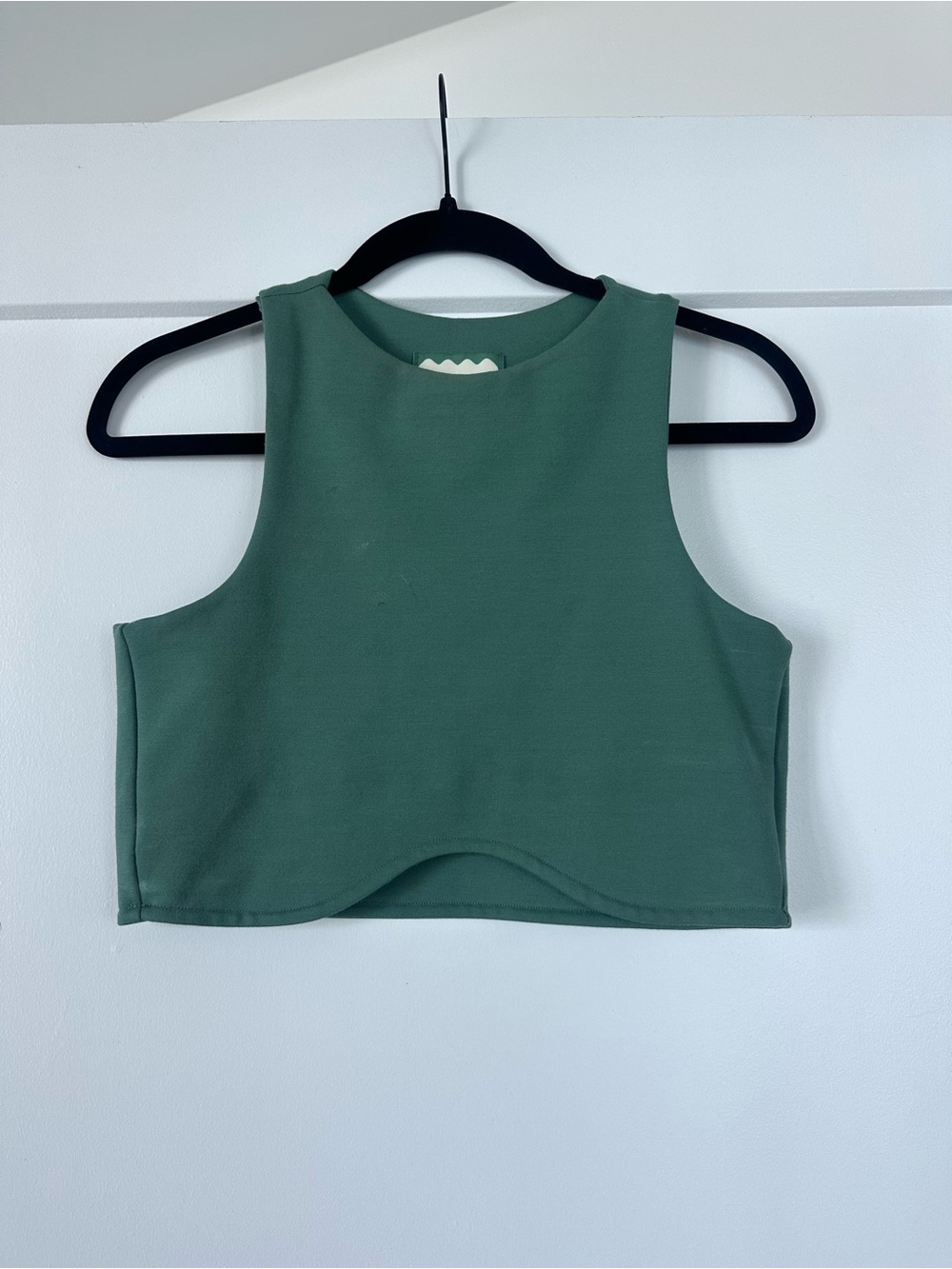 Green structured crop top